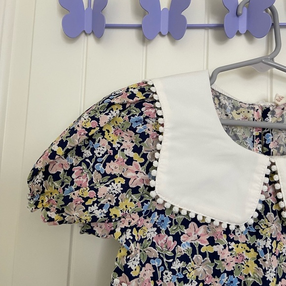 Vintage toddler girl’s floral‎ puff sleeve 100% cotton dress size 5T - Picture 2 of 7